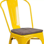 Chaise empilable en métal Flash Furniture avec assise en bois
