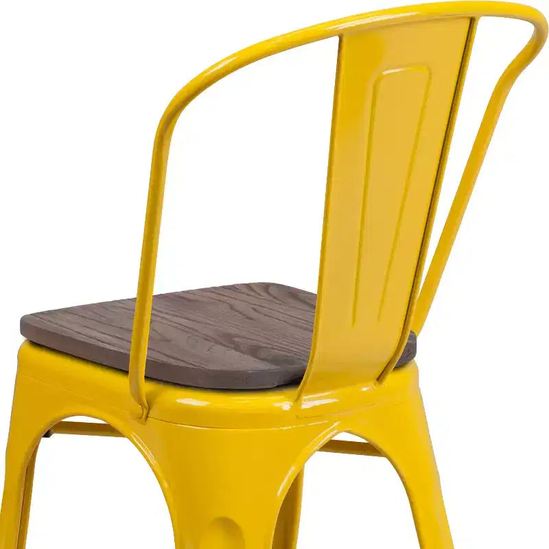 Chaise empilable en métal Flash Furniture avec assise en bois