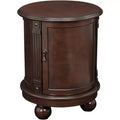 Elm Lane Kendall Vintage Espresso Wood Round Accent Table 19 Wide with Door and 2-Shelf Dark Brown for Living Room Bedroom Bedside Entryway Office