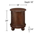 Elm Lane Kendall Table d'appoint ronde en bois Espresso vintage 48,3 cm de large avec porte et 2 étagères marron foncé pour salon chambre à coucher chevet entrée bureau