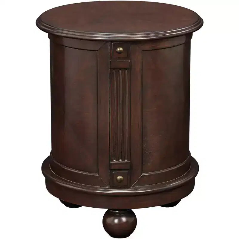 Elm Lane Kendall Table d'appoint ronde en bois Espresso vintage 48,3 cm de large avec porte et 2 étagères marron foncé pour salon chambre à coucher chevet entrée bureau