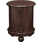 Elm Lane Kendall Table d'appoint ronde en bois Espresso vintage 48,3 cm de large avec porte et 2 étagères marron foncé pour salon chambre à coucher chevet entrée bureau