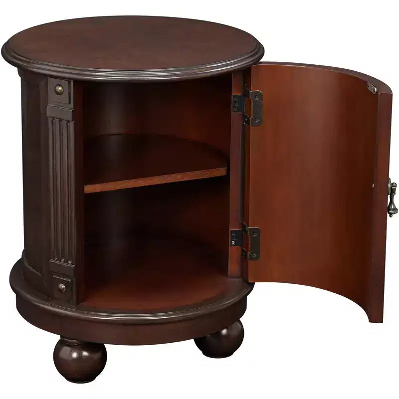 Elm Lane Kendall Table d'appoint ronde en bois Espresso vintage 48,3 cm de large avec porte et 2 étagères marron foncé pour salon chambre à coucher chevet entrée bureau
