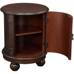 Elm Lane Kendall Table d'appoint ronde en bois Espresso vintage 48,3 cm de large avec porte et 2 étagères marron foncé pour salon chambre à coucher chevet entrée bureau