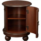 Elm Lane Kendall Table d'appoint ronde en bois Espresso vintage 48,3 cm de large avec porte et 2 étagères marron foncé pour salon chambre à coucher chevet entrée bureau