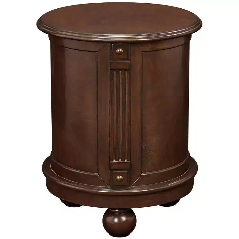 Elm Lane Kendall Table d'appoint ronde en bois Espresso vintage 48,3 cm de large avec porte et 2 étagères marron foncé pour salon chambre à coucher chevet entrée bureau