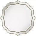Noble Park Laureen Scalloped Round Vanity Wall Mirror Modern Beveled Glass Champagne Gold Beaded Frame 32 Wide for Bathroom Living Room Home Entryway