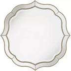 Noble Park Laureen Scalloped Round Vanity Wall Mirror Modern Beveled Glass Champagne Gold Beaded Frame 32 Wide for Bathroom Living Room Home Entryway
