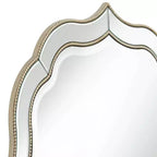 Miroir Mural Rond de Courtoisie Festonné Laureen Noble Park avec Cadre Perlé Doré Champagne et Verre Biseauté de 81 cm de Large pour Salle de Bain, Salon, Entrée
