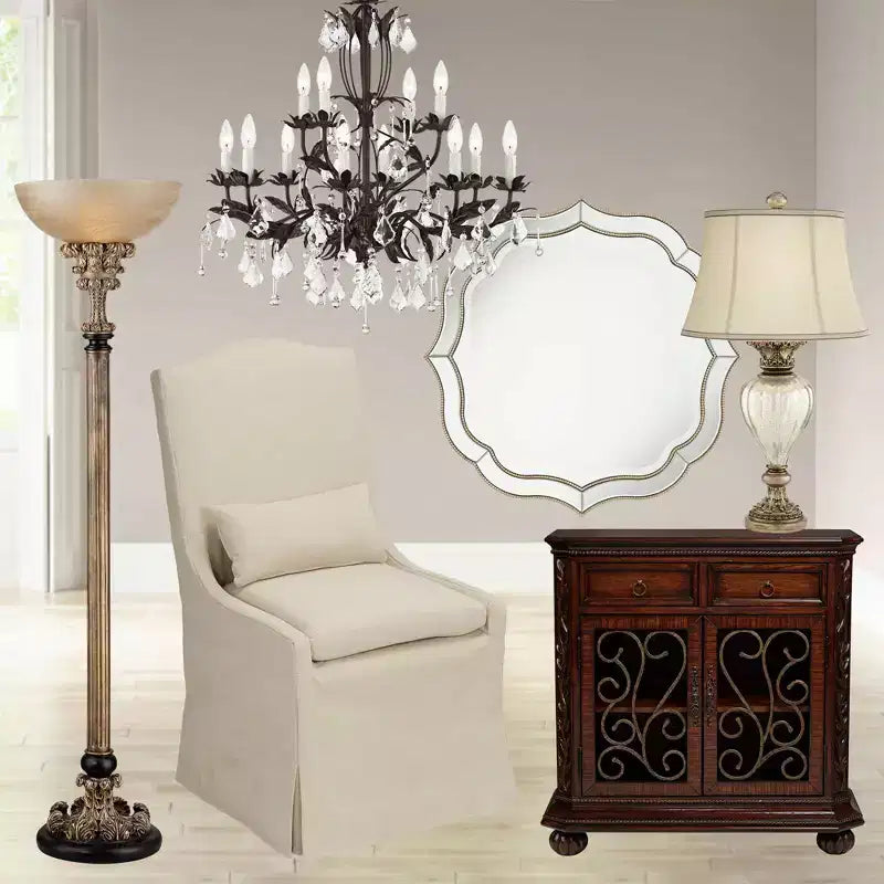 Miroir Mural Rond de Courtoisie Festonné Laureen Noble Park avec Cadre Perlé Doré Champagne et Verre Biseauté de 81 cm de Large pour Salle de Bain, Salon, Entrée