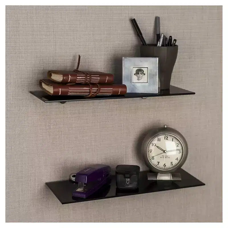 (Lot de 2) Étagères flottantes en verre de 16 x 6 avec supports - Danya B.