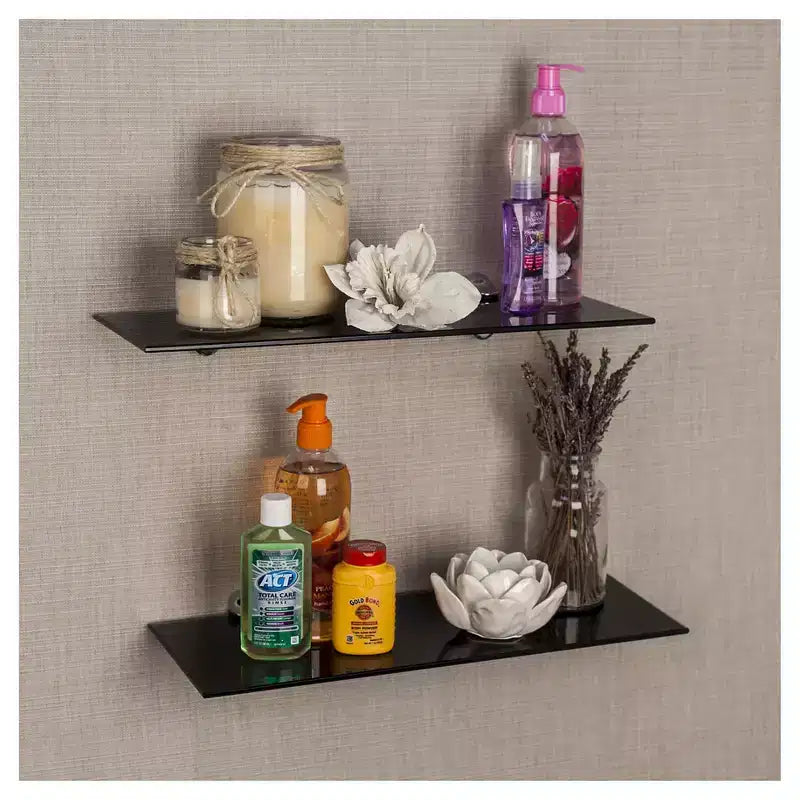(Lot de 2) Étagères flottantes en verre de 16 x 6 avec supports - Danya B.