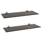 (Set of 2) 16 x 6 Floating Glass Shelves with Brackets - Danya B.