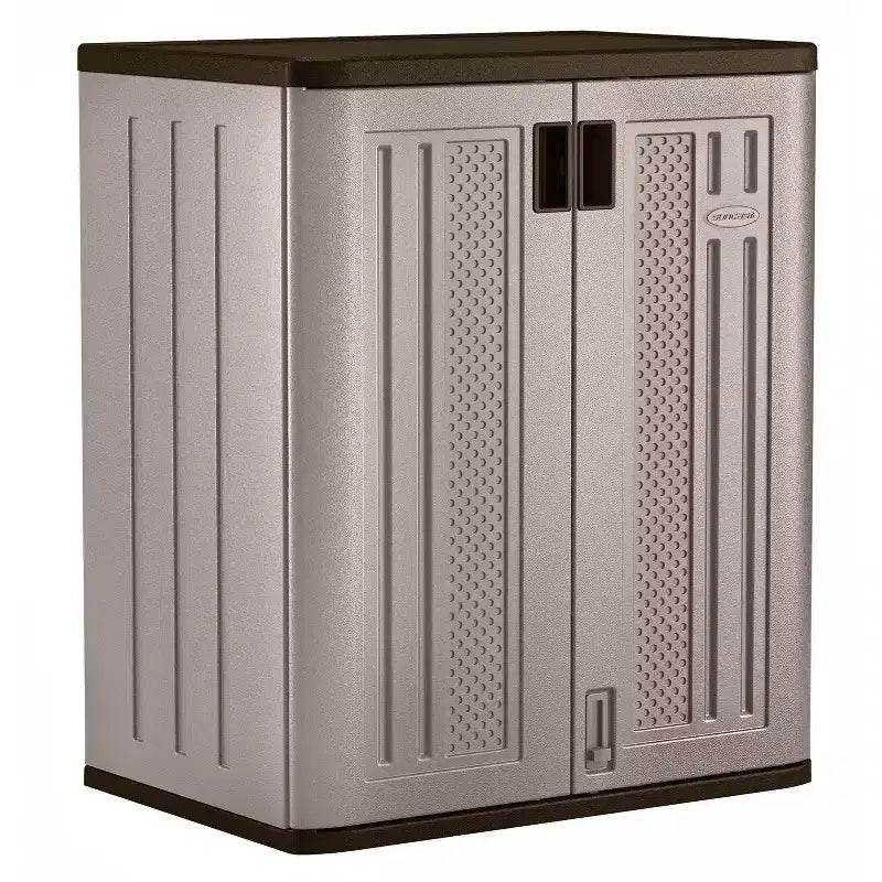 Meuble bas de rangement Suncast en résine robuste pour garage, 255 litres, platine (Paquet de 2)