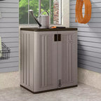 Meuble bas de rangement Suncast en résine robuste pour garage, 255 litres, platine (Paquet de 2)