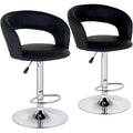 Studio 55D Groove Chrome Swivel Bar Stools Set of 2 30 High Modern Adjustable Black Cushion with Backrest Footrest for Kitchen Counter Height Island