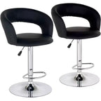 Studio 55D Groove Chrome Swivel Bar Stools Set of 2 30 High Modern Adjustable Black Cushion with Backrest Footrest for Kitchen Counter Height Island