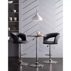 Tabourets de bar pivotants Studio 55D Groove Chrome, ensemble de 2, hauteur 76 cm, modernes, réglables, coussin noir avec dossier et repose-pieds pour comptoir de cuisine, îlot