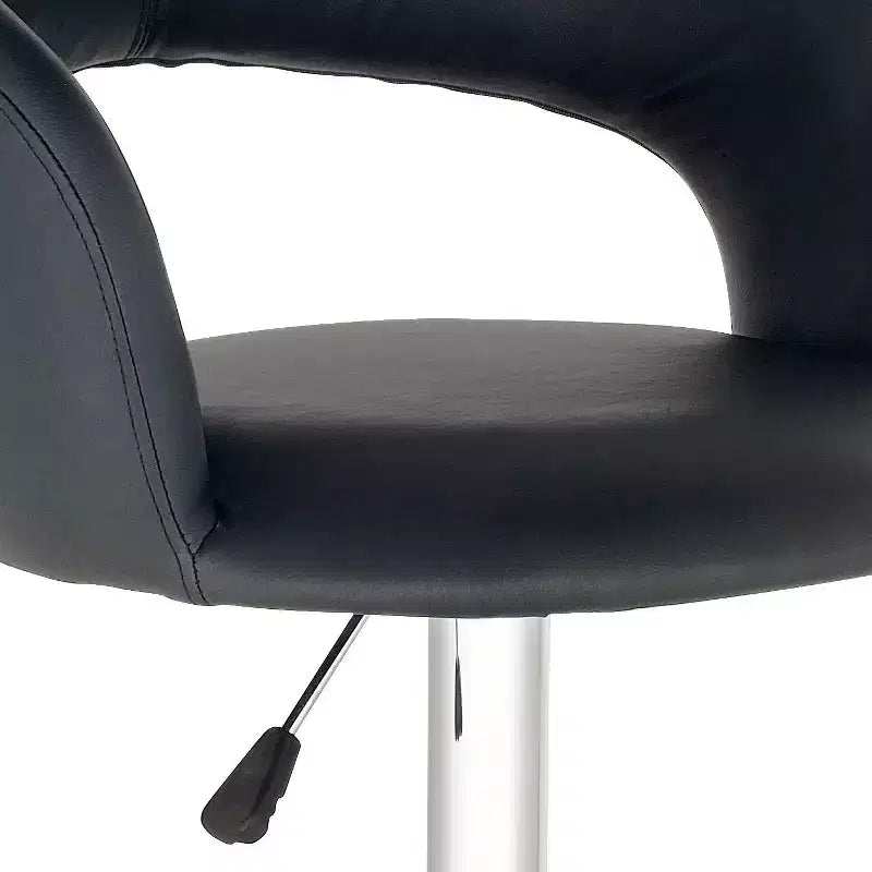 Tabourets de bar pivotants Studio 55D Groove Chrome, ensemble de 2, hauteur 76 cm, modernes, réglables, coussin noir avec dossier et repose-pieds pour comptoir de cuisine, îlot