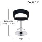 Tabourets de bar pivotants Studio 55D Groove Chrome, ensemble de 2, hauteur 76 cm, modernes, réglables, coussin noir avec dossier et repose-pieds pour comptoir de cuisine, îlot