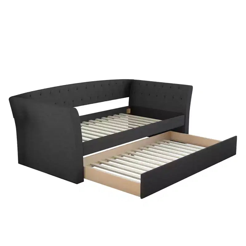 Twin Olivia Linen Upholstered Sofa Daybed with Trundle - Eco Dream