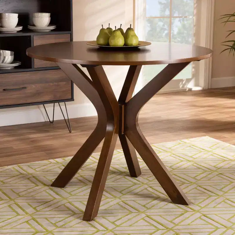 35 Kenji Table à manger ronde large en bois - Baxton Studio