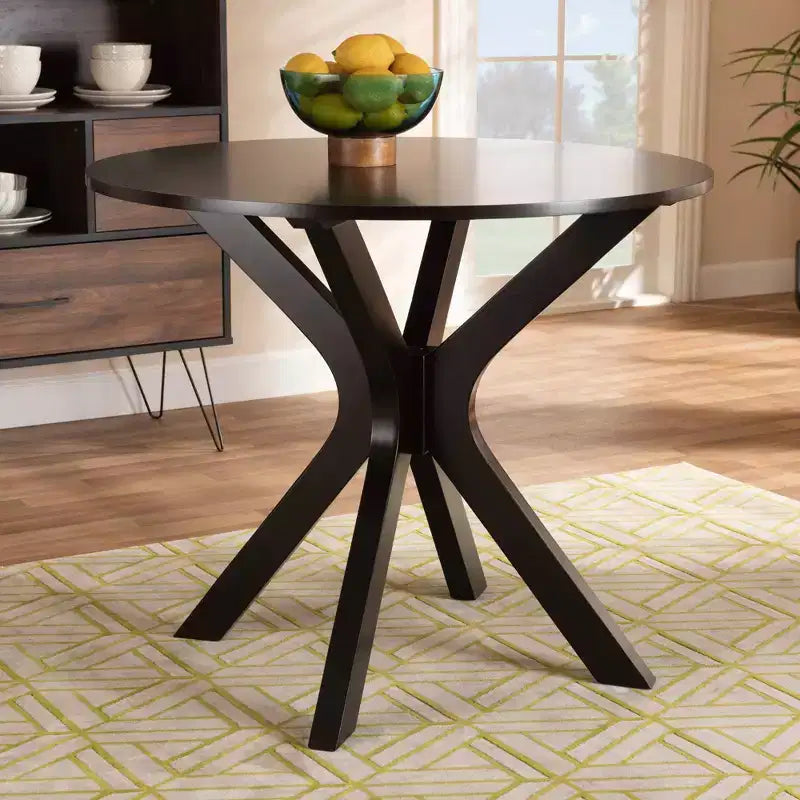 35 Kenji Table à manger ronde large en bois - Baxton Studio