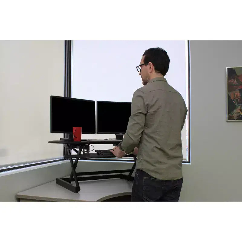 Rehausseur de bureau d'angle assis-debout réglable en hauteur - Rocelco