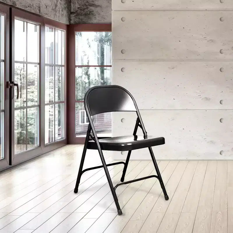 Lot de 4 chaises pliantes robustes tout acier - Hampden Furnishings