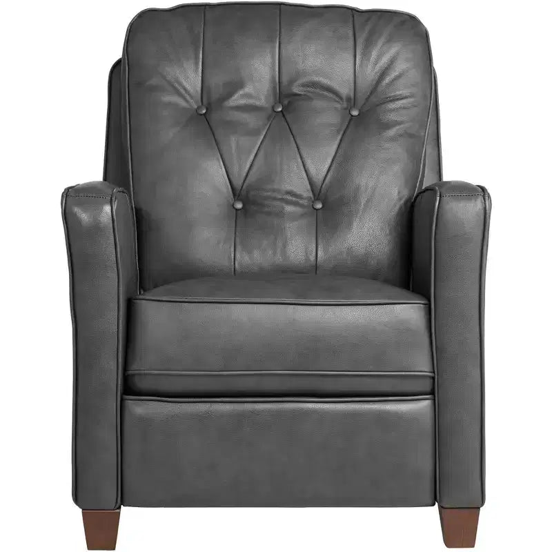 Fauteuil inclinable en cuir véritable gris Livorno Elm Lane, fauteuil moderne, inclinable manuel confortable avec repose-pieds capitonné pour chambre à coucher, salon, lecture