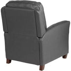 Fauteuil inclinable en cuir véritable gris Livorno Elm Lane, fauteuil moderne, inclinable manuel confortable avec repose-pieds capitonné pour chambre à coucher, salon, lecture
