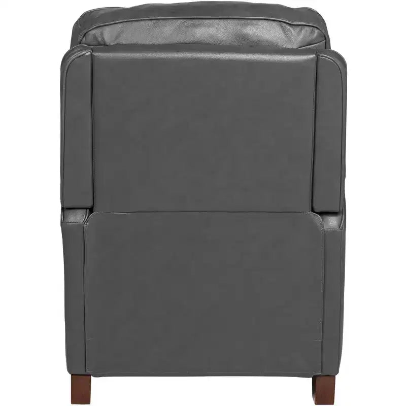 Fauteuil inclinable en cuir véritable gris Livorno Elm Lane, fauteuil moderne, inclinable manuel confortable avec repose-pieds capitonné pour chambre à coucher, salon, lecture