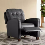 Fauteuil inclinable en cuir véritable gris Livorno Elm Lane, fauteuil moderne, inclinable manuel confortable avec repose-pieds capitonné pour chambre à coucher, salon, lecture