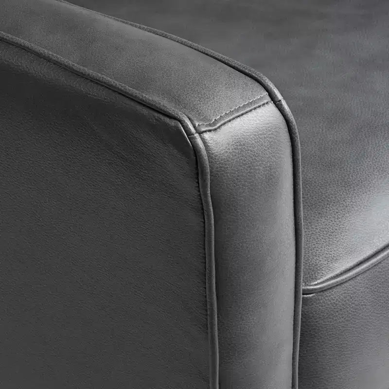 Fauteuil inclinable en cuir véritable gris Livorno Elm Lane, fauteuil moderne, inclinable manuel confortable avec repose-pieds capitonné pour chambre à coucher, salon, lecture