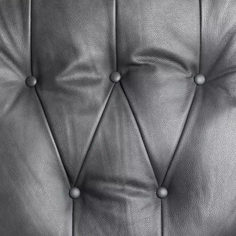 Fauteuil inclinable en cuir véritable gris Livorno Elm Lane, fauteuil moderne, inclinable manuel confortable avec repose-pieds capitonné pour chambre à coucher, salon, lecture
