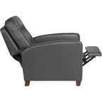 Fauteuil inclinable en cuir véritable gris Livorno Elm Lane, fauteuil moderne, inclinable manuel confortable avec repose-pieds capitonné pour chambre à coucher, salon, lecture