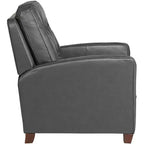 Fauteuil inclinable en cuir véritable gris Livorno Elm Lane, fauteuil moderne, inclinable manuel confortable avec repose-pieds capitonné pour chambre à coucher, salon, lecture