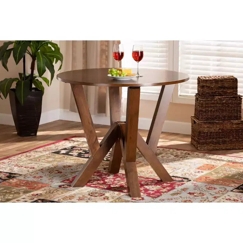 Table à manger ronde large 35 Irene en bois - Baxton Studio