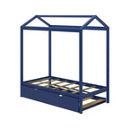 Cadre de lit maison en bois massif Max & Lily, taille double, avec lit gigogne de rangement et toit pour chambre d'enfant