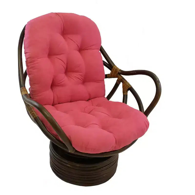 Fauteuil à bascule pivotant en rotin avec coussin en micro-suède - International Caravan