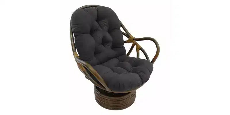 Fauteuil à bascule pivotant en rotin avec coussin en micro-suède - International Caravan