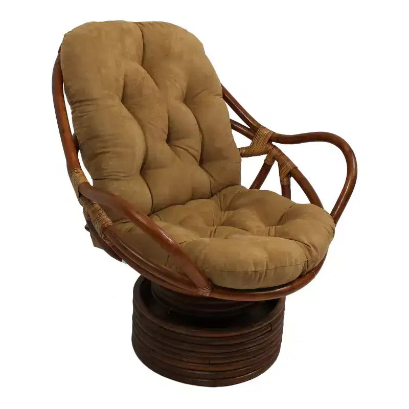 Fauteuil à bascule pivotant en rotin avec coussin en micro-suède - International Caravan