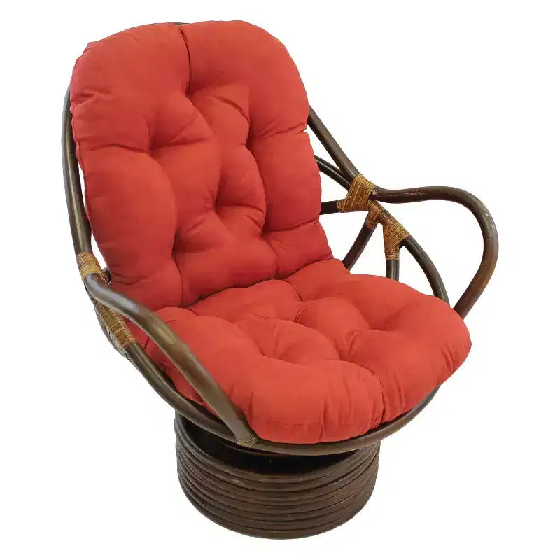 Fauteuil à bascule pivotant en rotin avec coussin en micro-suède - International Caravan