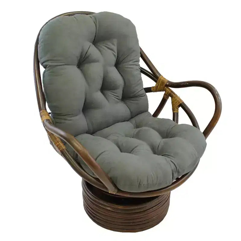 Fauteuil à bascule pivotant en rotin avec coussin en micro-suède - International Caravan
