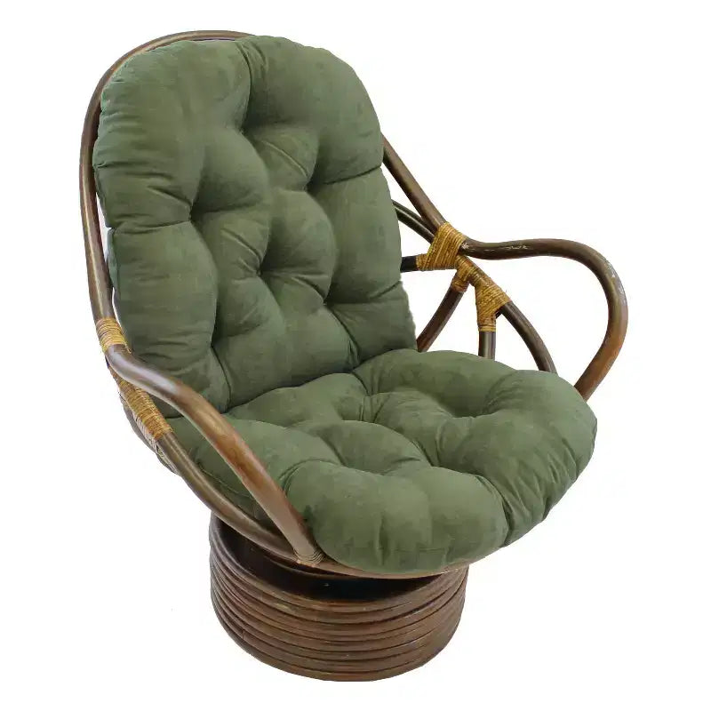 Fauteuil à bascule pivotant en rotin avec coussin en micro-suède - International Caravan