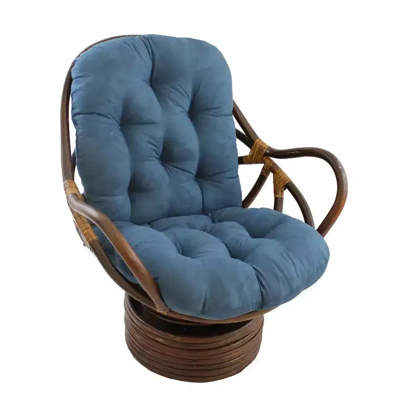 Fauteuil à bascule pivotant en rotin avec coussin en micro-suède - International Caravan