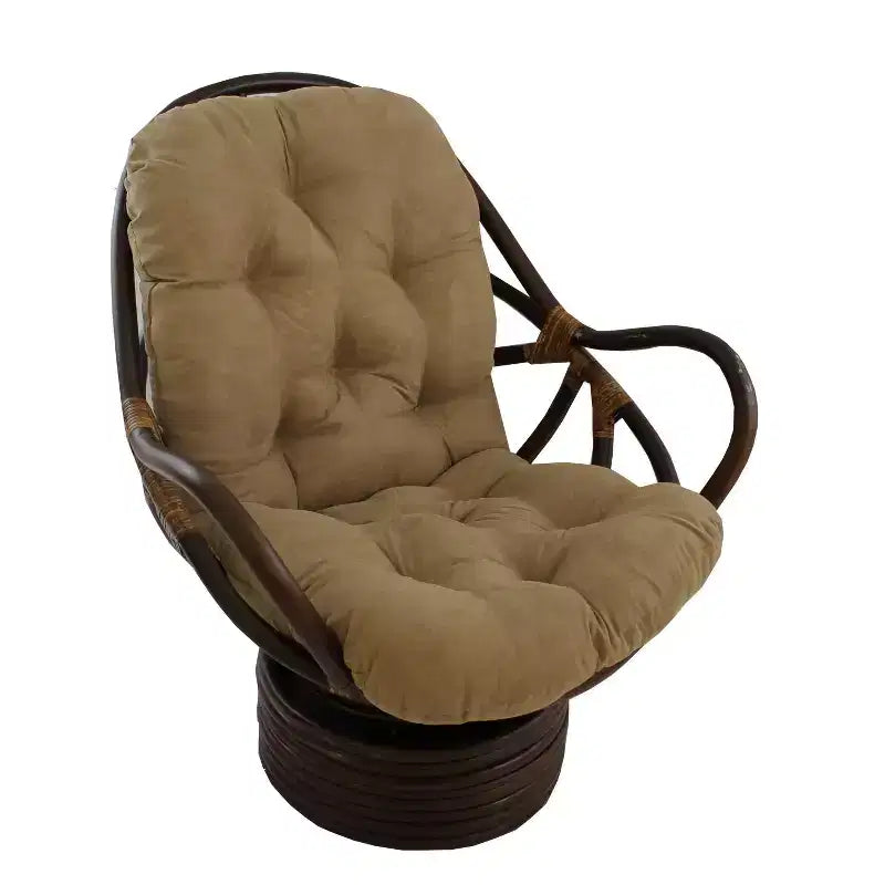 Fauteuil à bascule pivotant en rotin avec coussin en micro-suède - International Caravan