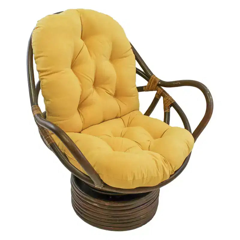 Fauteuil à bascule pivotant en rotin avec coussin en micro-suède - International Caravan