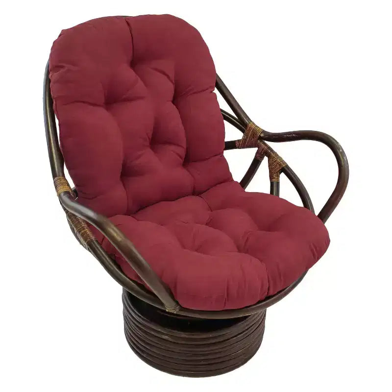 Fauteuil à bascule pivotant en rotin avec coussin en micro-suède - International Caravan