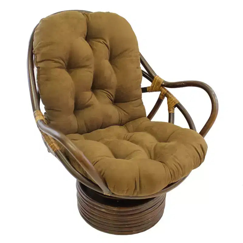 Fauteuil à bascule pivotant en rotin avec coussin en micro-suède - International Caravan